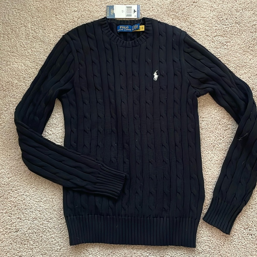 Polo Ralph Lauren black cable knit cotton sweater